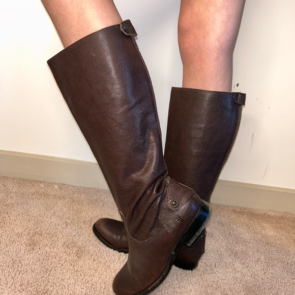 Frye Melissa Button Back Brown Leather Boots Women’s Size 8.5 - Picture 6 of 6